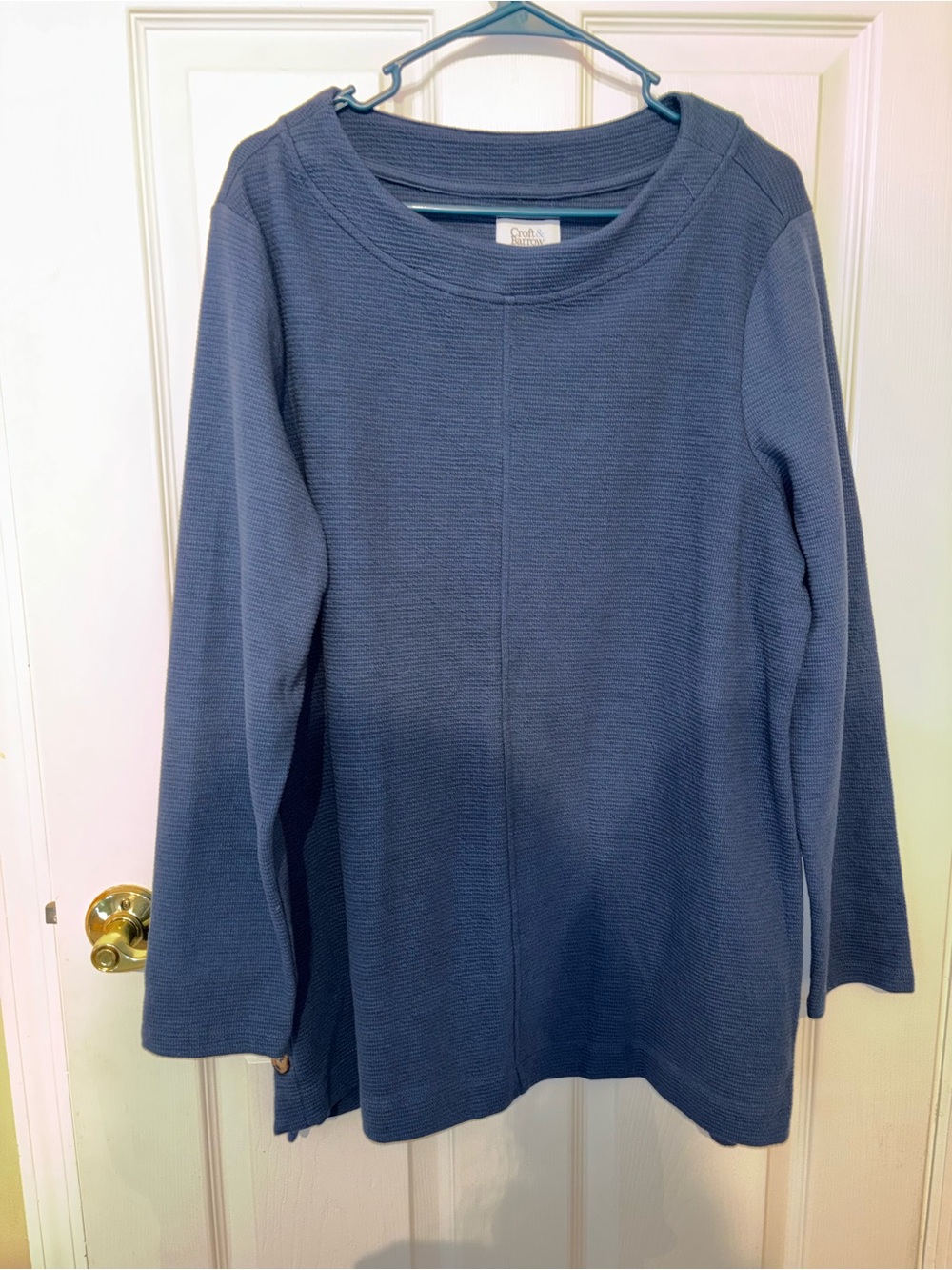 croft & barrow indigo crewneck waffle-knit sweater